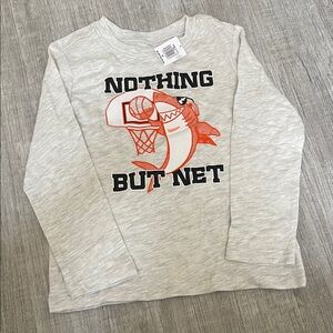 Old Navy Gray Long Sleeve Tee with Orange Shark Graphic